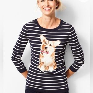 Talbots Women’s Corgi Striped Crewneck Sweater Size Medium Petite